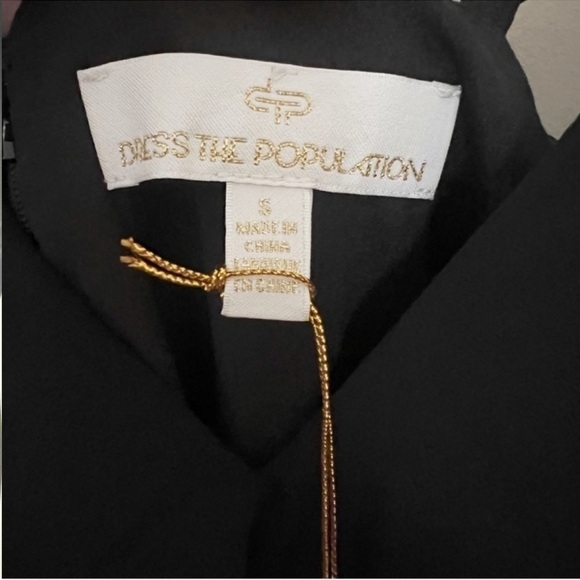 Dress The Population Claudia Dress Black Ruffle V-neck Flowy Midi Size Small NEW - Picture 5 of 12